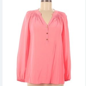 Lilly Pulitzer 100% Silk Elsa Top in Coral Pink Size Women's Small
